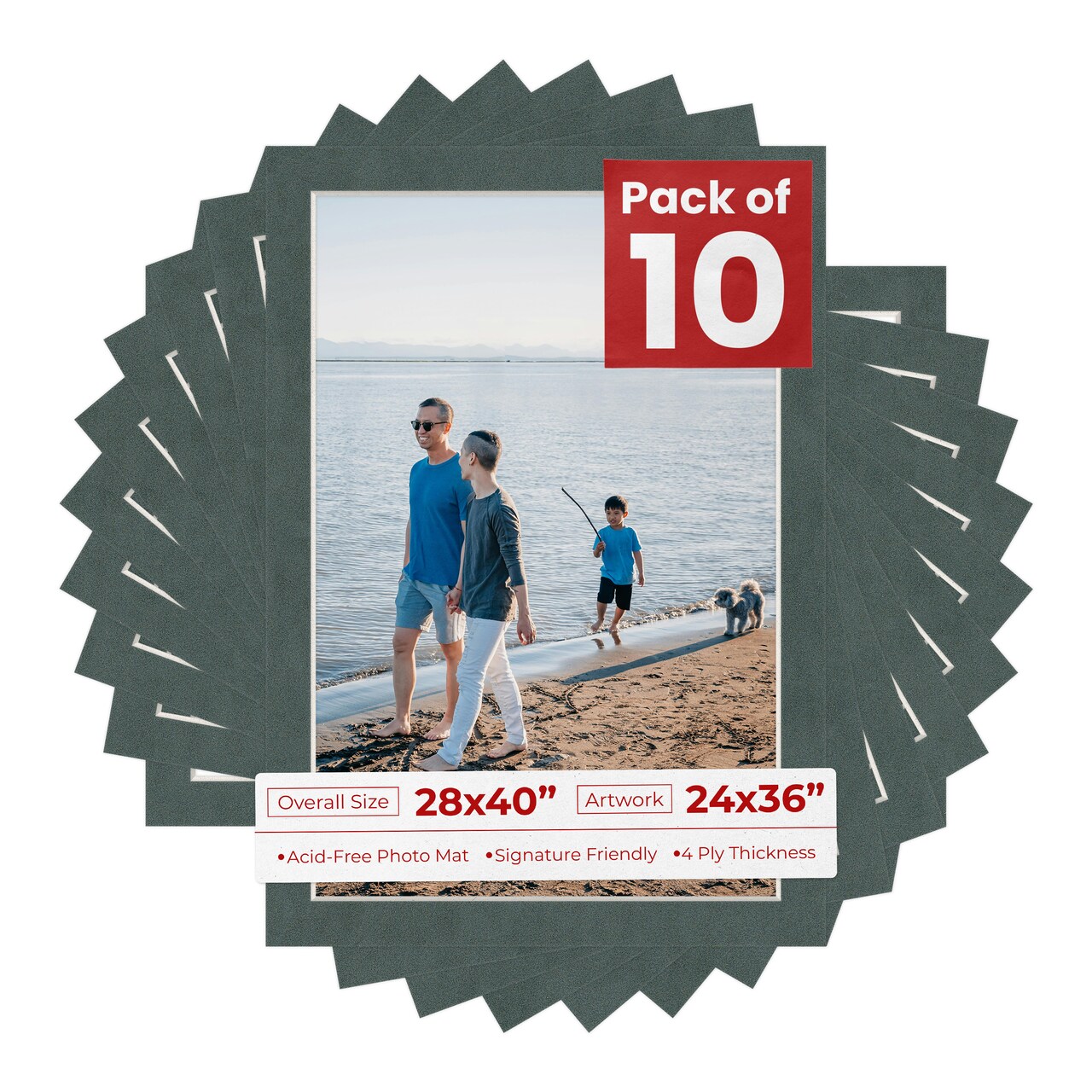 Dark Grey Suede Mat Board for 28x40 Frames - Fits 24x36 Photos